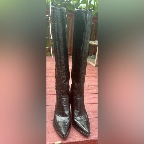Sergio Todzi Knee High Mock Croc Cowboy Rodeo Boots,black Size UK 39/ US 9 • EUC - Picture 3 of 11